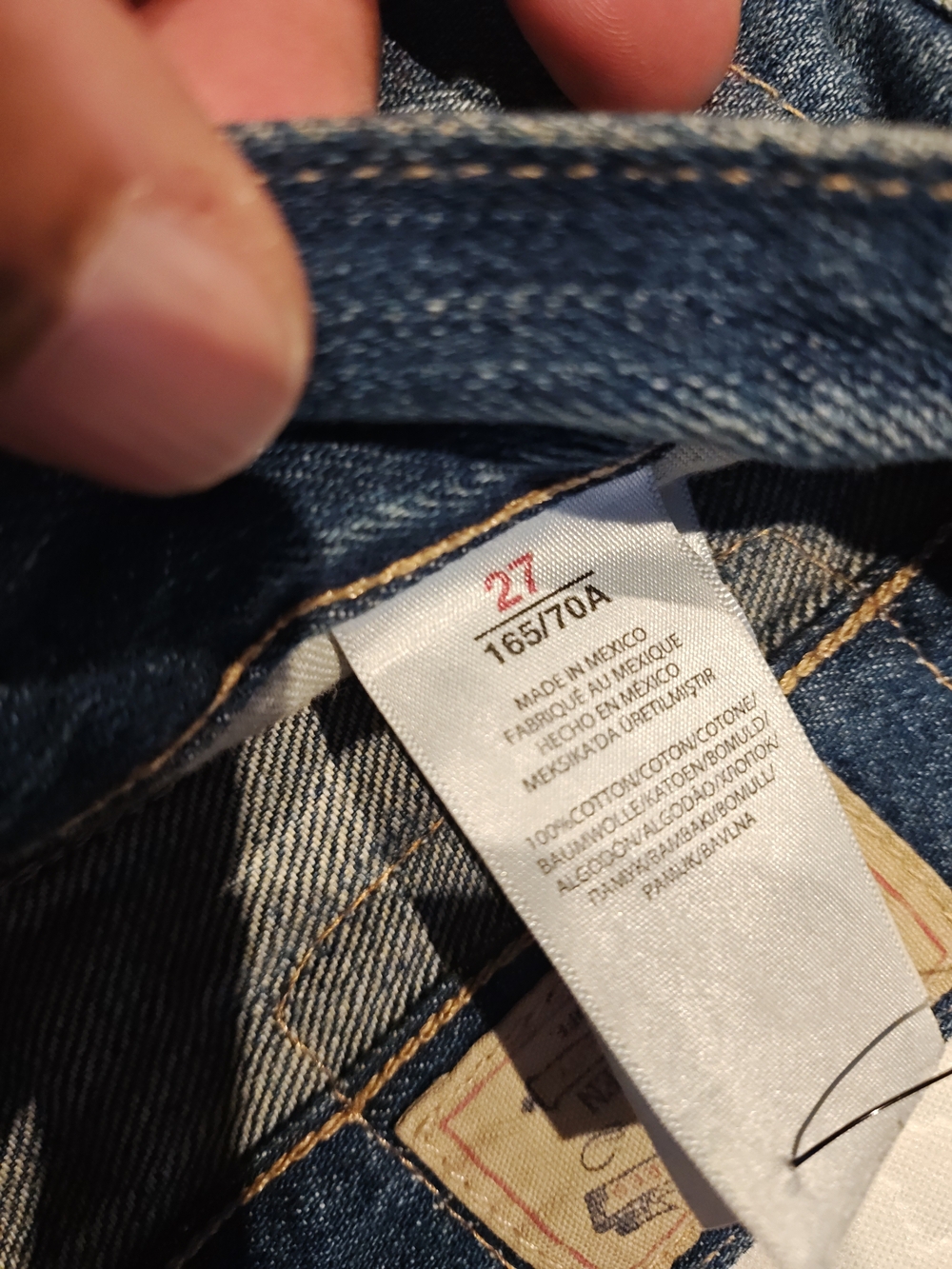 Polo by Ralph Lauren Slim Straight Distressed Blue Jeans with Plaid Patches - Picture 5 of 16